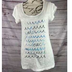 Fresh Produce Slub Knit Cotton Tee Shirt Womens XS Short Sleeve Scoop Neck Beach